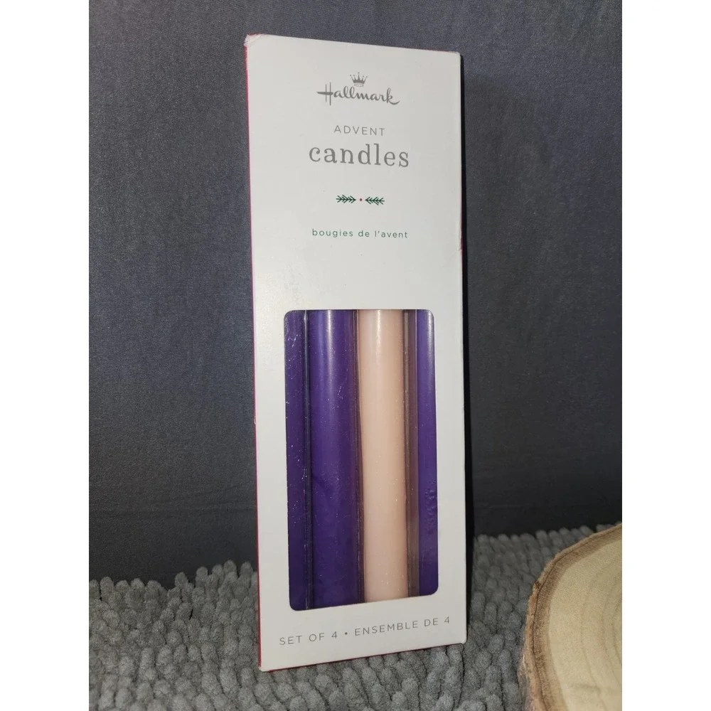 Set of 4-Vintage‎ Hallmark 10in Advent Candles Purple & Pink Taper Candles NEW